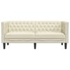 Vidaxl Sofa Chesterfield, 2-Os., Kremowa, Tapicerowana Sztuczną Skórą