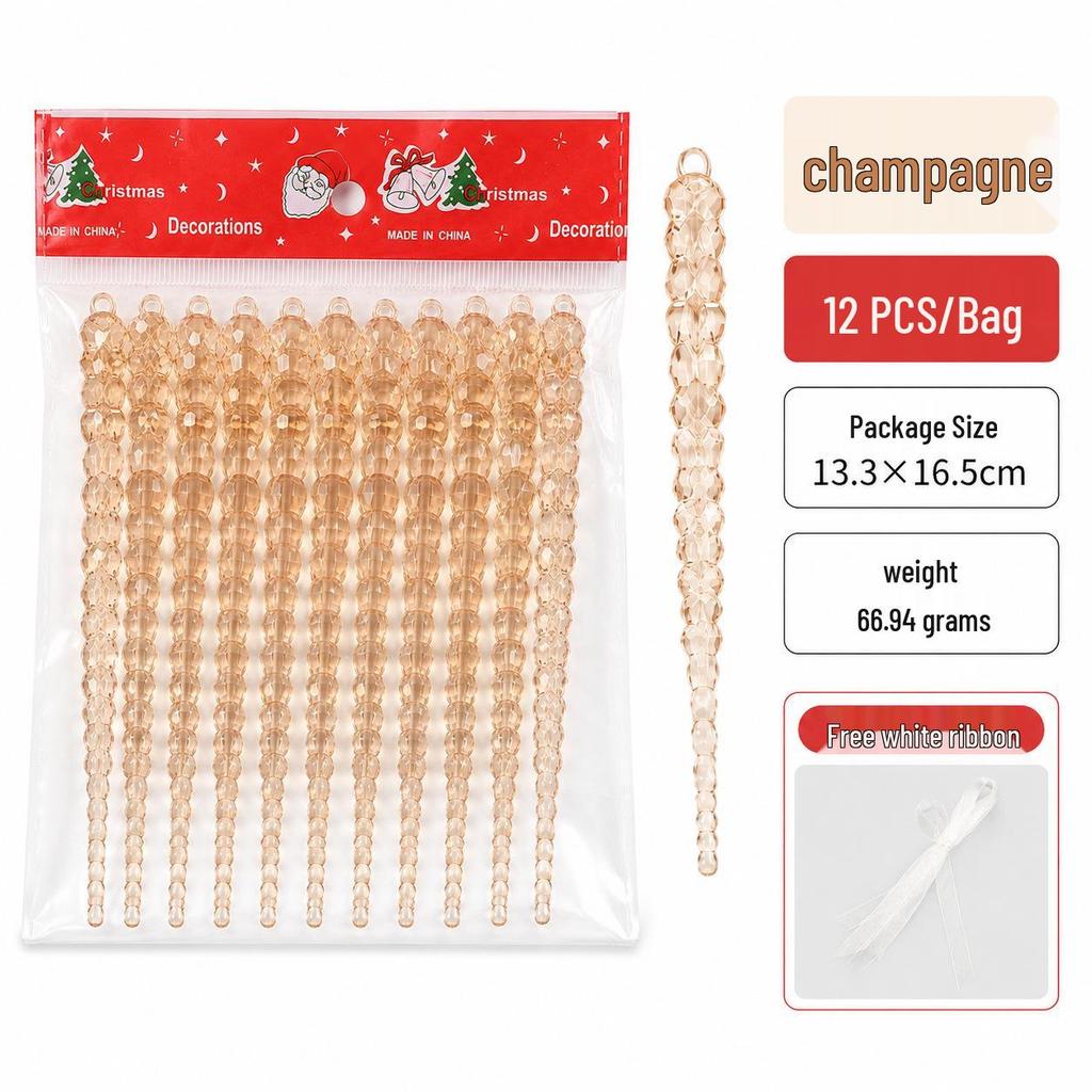 Acrylic Snowflake Ice Strips Hanging Christmas Tree Decoration Set