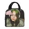 B-Billie-Girl E-eilish American Singer Insulated Lunch Bag Food Container Portable Thermal Cooler Lunch Boxes For School Office
