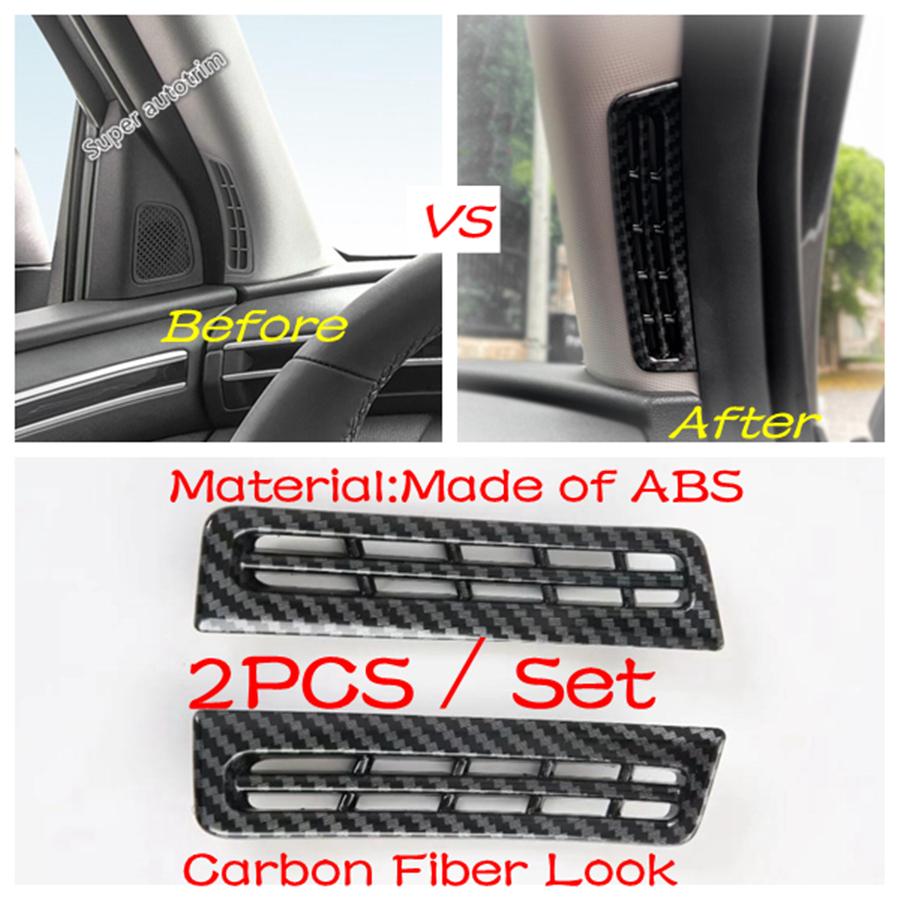 Dashboard Panel Strip / Pillar A Air Outlet / Water Cup Cover Trim Carbon Fiber Accessories For Hyundai Tucson NX4 -
