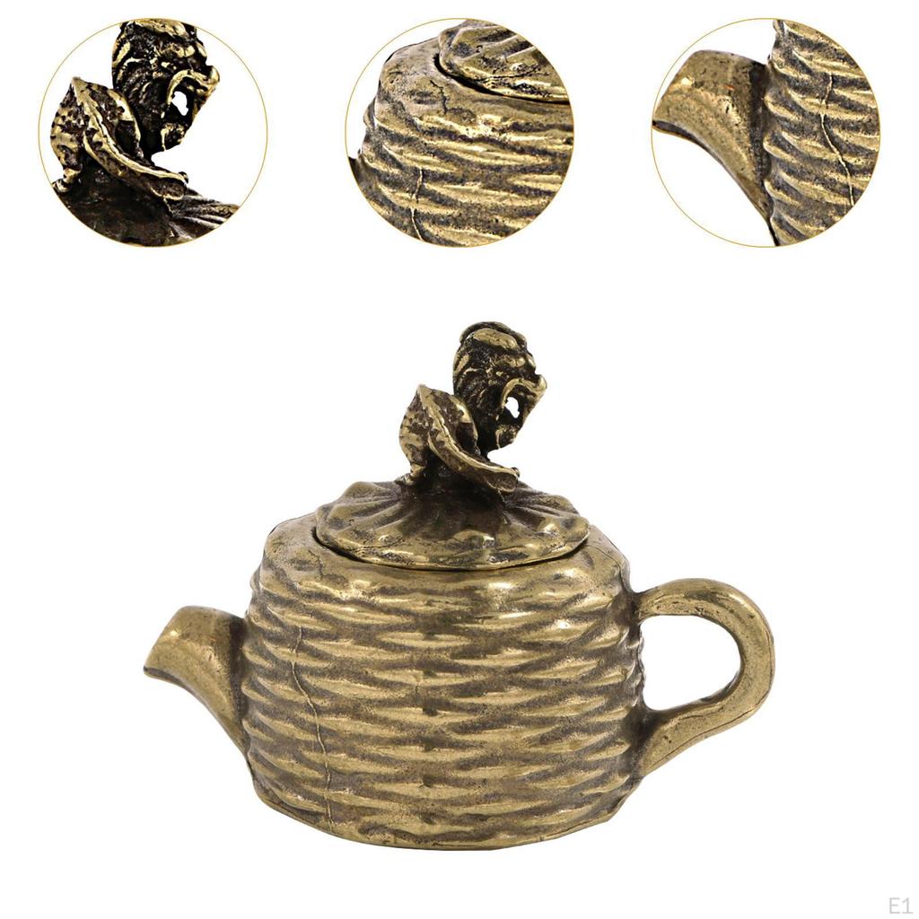 Mini Teapot Sculpture Ornament Sturdy Birthday Gift Antique Chinese Statue Feng Shui for