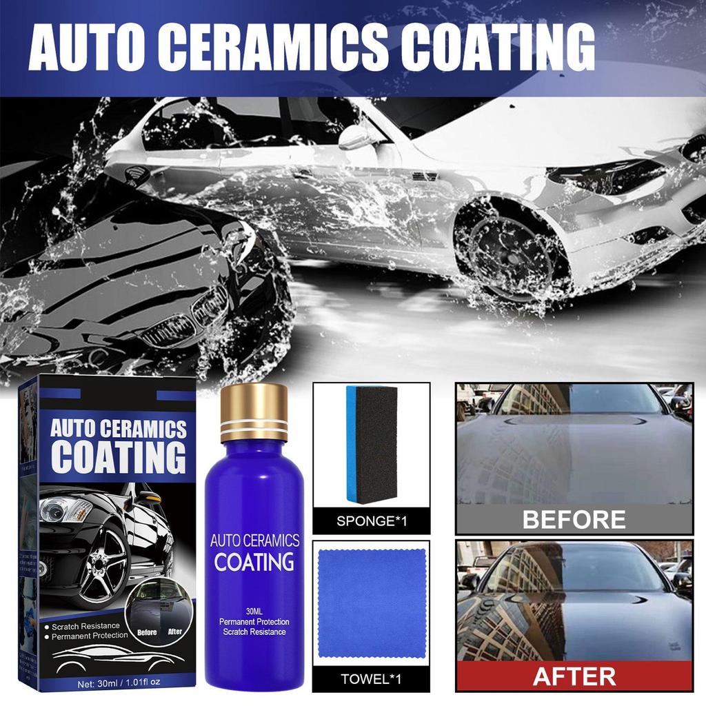 High Gloss Ceramic Car Coating Kit Universal Car Paint Sealant Protection 30ML Mirror Paint Protection Car Kit with Sponge