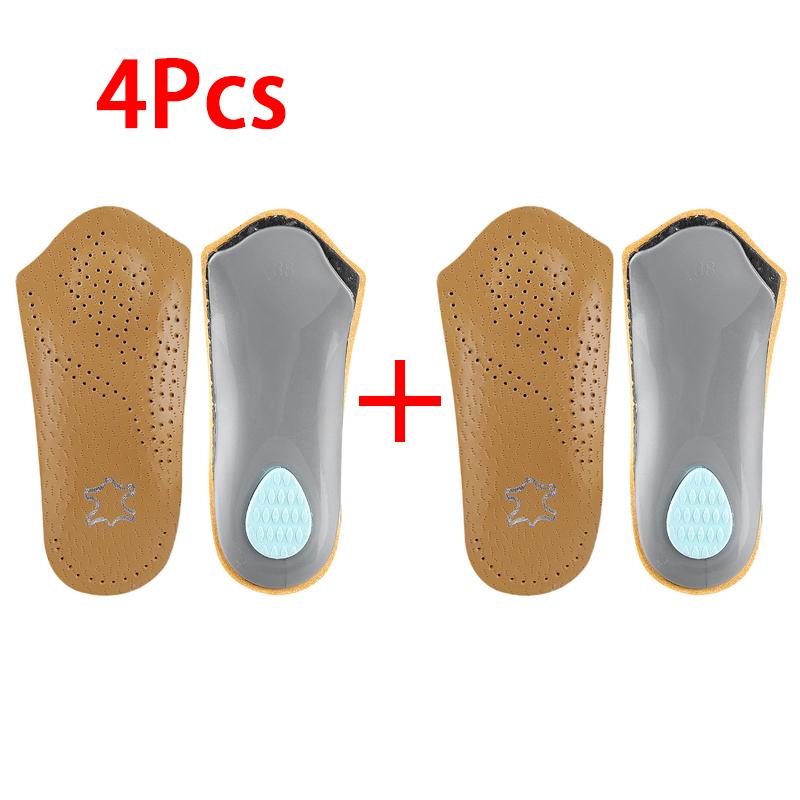 New Arch Support Leather Insole Breathable Comfort Half Insoles Flatfoot Orthopedic Insoles 2Pcs/4Pcs