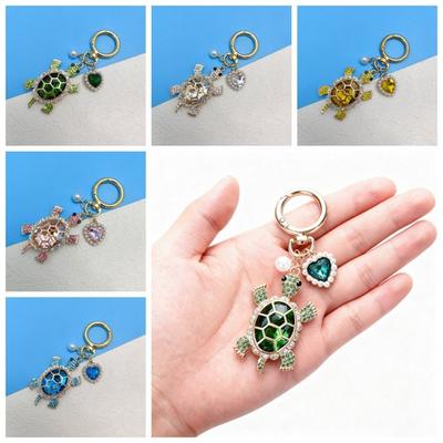 Imitation Pearl Turtle Keychain Rhinestone Ocean Hanging Pendant Car Key Pendant