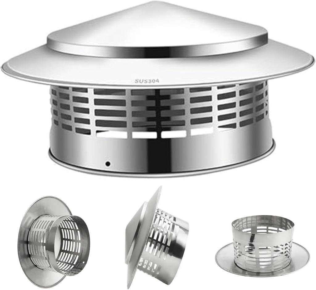 8 Inch Stainless Steel Chimney Cap Mesh Flue Rain Cover Round Vent Guard
