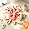 Fall Home Accents Maple Leaf Serving Tray, Thanksgiving Wooden Platter for Snack Cheese Boxwood Decorative Tray Charcuterie, Dish Plate Halloween