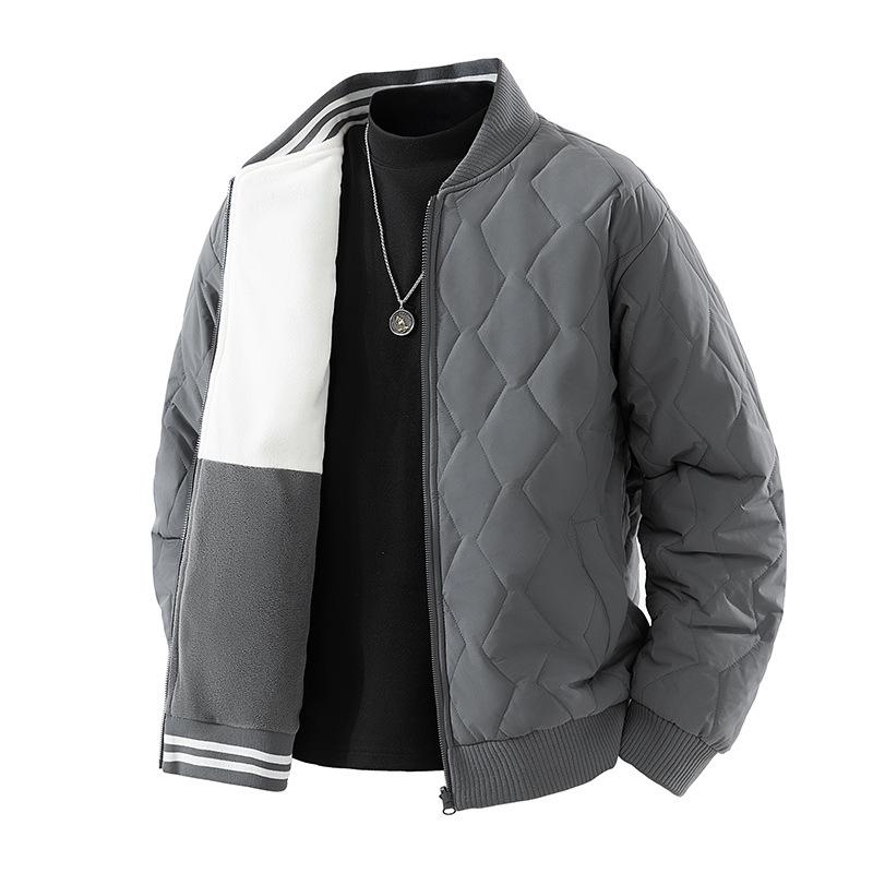 Large Men's Coat, Thick Standing Collar Jacket, Cotton Jacket, Baseball Collar, Men's