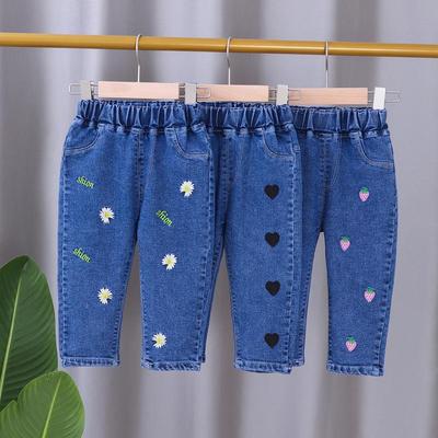 2024 Stilvolle koreanische Frühlings- und Herbst-Mädchenjeans – Locker geschnittene Kinderhosen