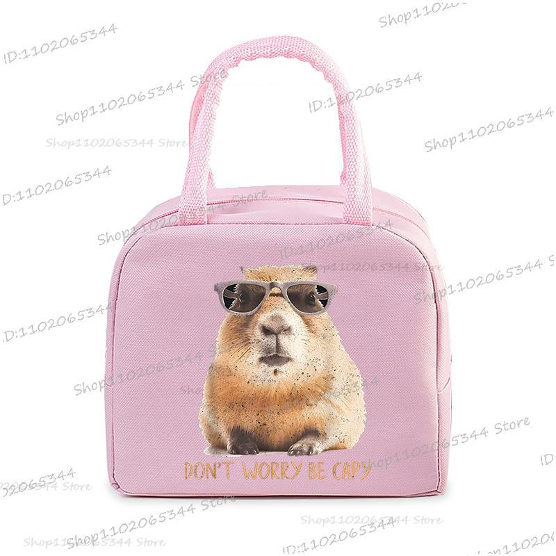 Cute Capybara Print Women Men Lunch Bag Fashion Animal Capybara Portable Insulated Bags School Kids Multifunctional Food Handbag
