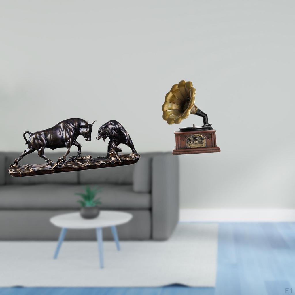 Modern Feng Shui Collectible Sculpture Vintage Resin Figurine Chinese Cow Cattle Artwork for Desk