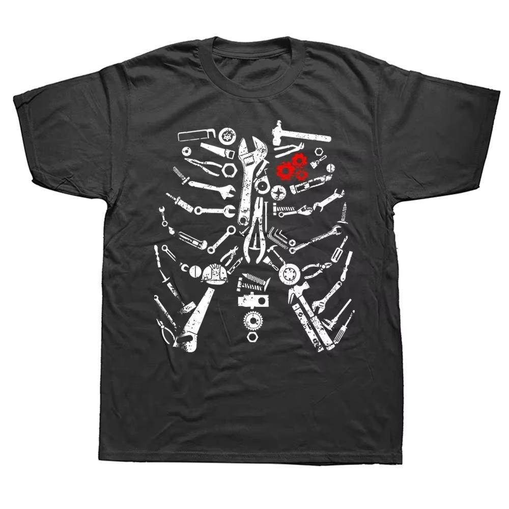 

Mechanic Skeleton T Shirt Craftsman Mechanic Tools Funny Unisex Graphic Fashion New Cotton Short Sleeve T-Shirts 4XL