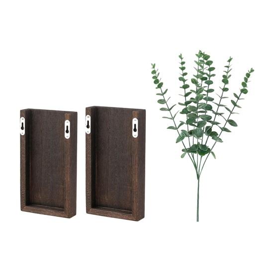 Wooden Wall Planter Rustic Farmhouse Living Room Bedroom Office Wooden Wall Mount Greenery Plants Dried Flowers Pot Vase Decoration