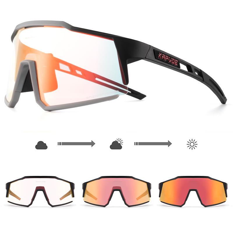 Kapvoe Unisex Color-Changing Cycling Sunglasses – Red-Blue Coated for Mountain & Road Biking