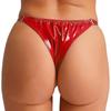Womens Patent Leather Thong Underwear Elastic Waist O Ring Design Solid Color Glossy Briefs Nightclub Panties