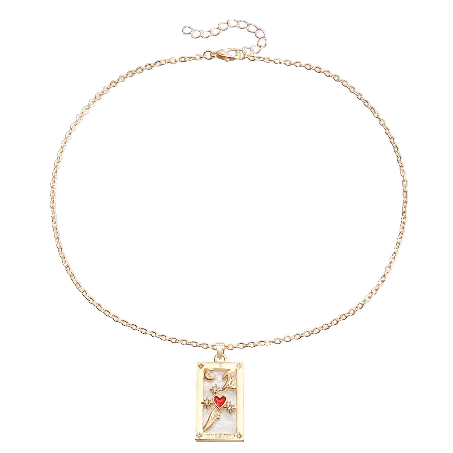 

Простая однослойная металлическая тонкая цепочка прямоугольный кулон-таро ожерелье Квадратное ожерелье Spice Girl