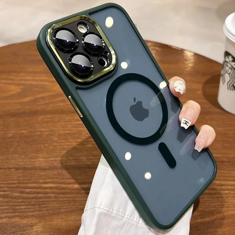 Luxusní transparentní pouzdro na telefon Magsafe pro iPhone 11 12 13 14 15 Pro Max 15 Plus Wireless Charge Hard Back Čirý nárazuvzdorný kryt