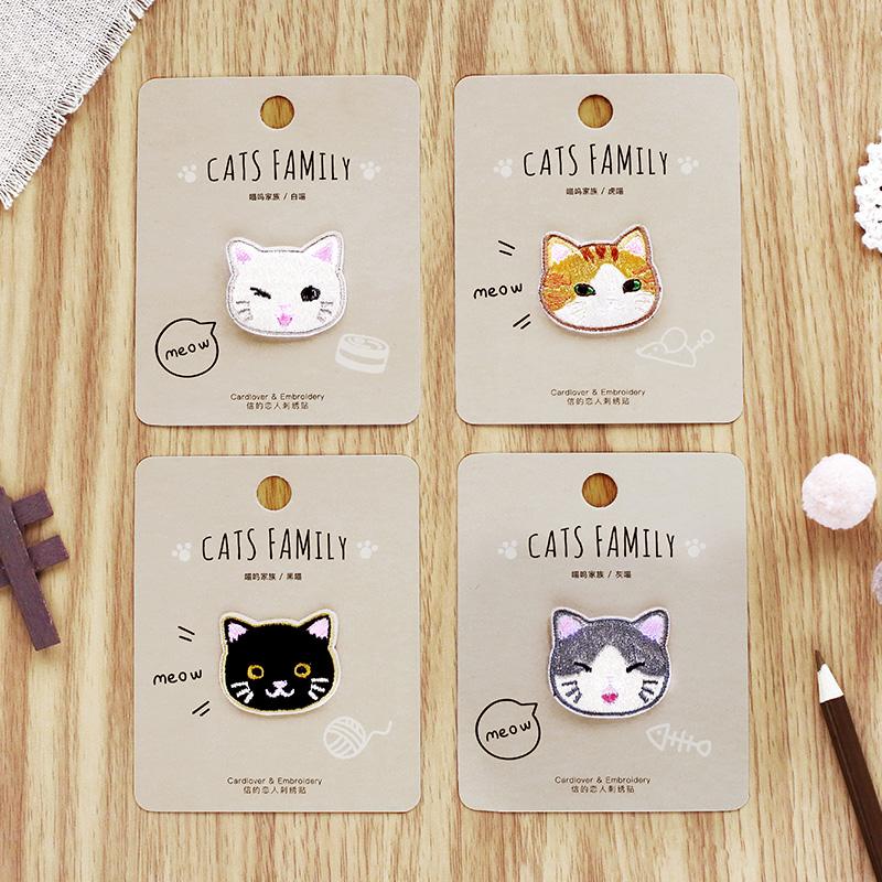 2pcs Cat embroidered cloth decoration