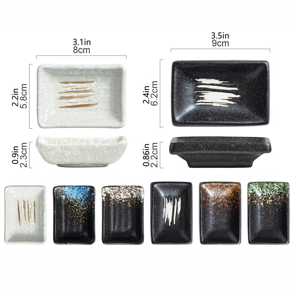 Japanese Sauce Rectangular Dish Household Seasoning Dish Mustard-Soy Small Dish Ceramic Plates Tableware Home Kitchen Supplies