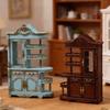 1:12 Scale Antique Doll House Screen Cabinet Model Figurine With Functional Drawers And LED Light for Scene Displaying