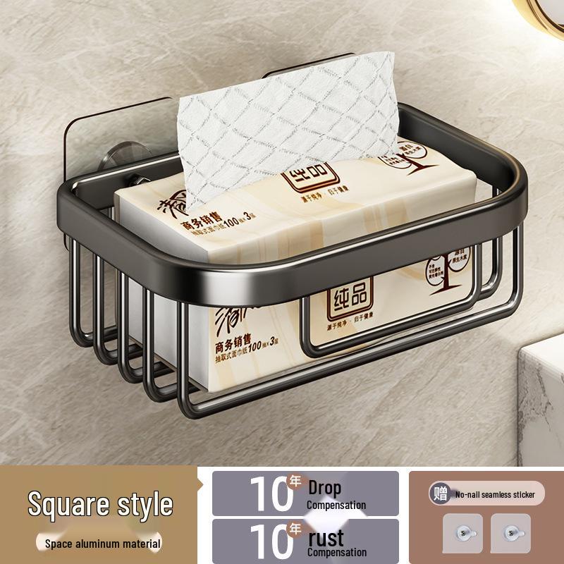 Nástenný bezvŕtací držiak na toaletný papier a úložný box