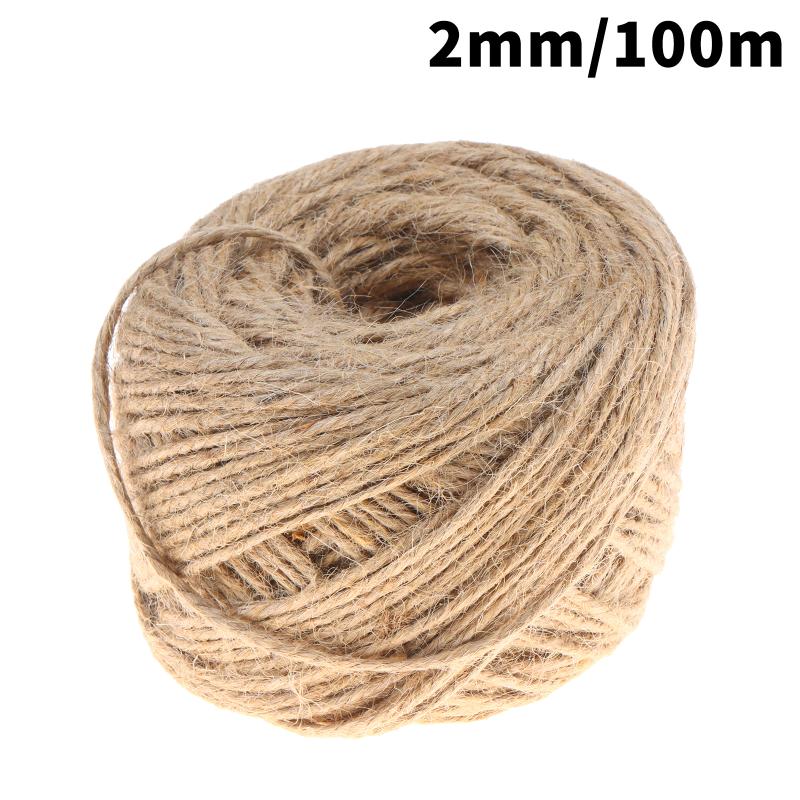 Durable Burlap Jute Rope 2-5mm Thick 1/200M Long Non-Toxic Twine for DIY Gift Wrapping Gardening Cat Tree Building