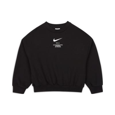 Nike Sweatshirt With Logo Print Crew Neck Pullover Kids Tops Black FD9935-010