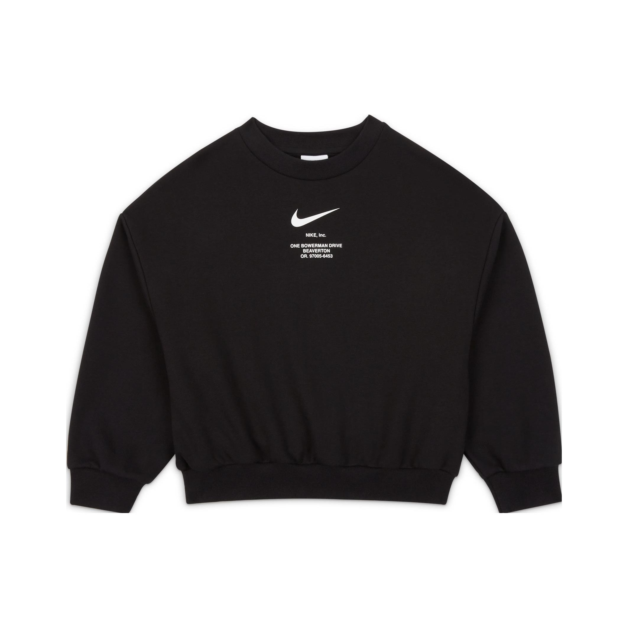 

Nike Sweatshirt With Logo Print Crew Neck Pullover Kids tops Black FD9935-010 S