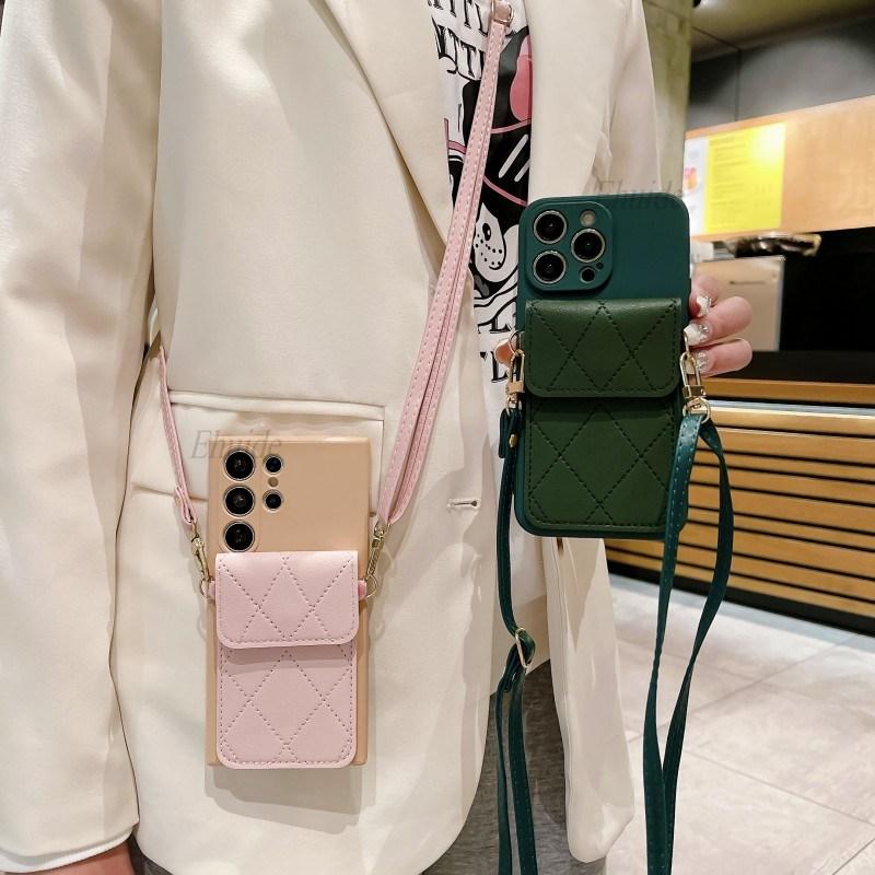 Wallet Strap Case for Samsung Galaxy A56 A54 A55 A35 A36 A14 A16 A34 A53 A13 A15 A52 Crossbody Lanyard Neck Leather Bag Cover