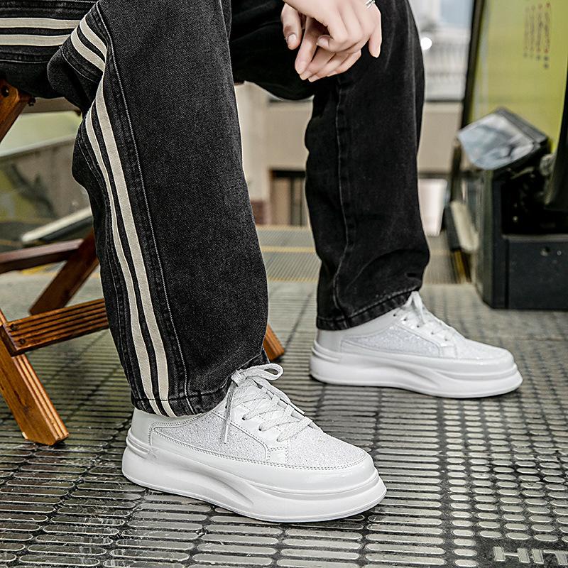 

Ultra-light large-size casual board shoes, men s and women s white shoes, foreign trade high-quality thick-soled heightening couples versatile trendy 45 белый
