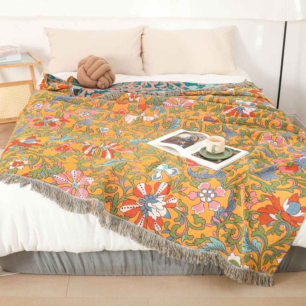 Delicate Towel Blanket With Tassels, Bedspread, Sofa Cover Blanket, Four-Layer Gauze Cotton, 200*230 Cm, High Quality