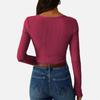 Women's And Winter Slim Bottom T-shirt Fashion Casual Color O-Neck Pullover Long Sleeve Top