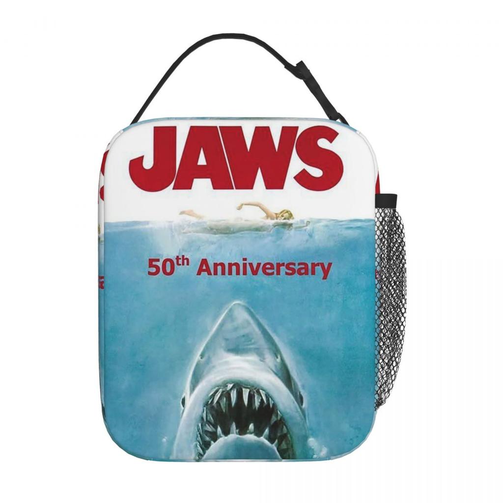 Jaws 50th Anniversary Logo Insulated Lunch Bag for Kids School Cooler Thermal Food Box Tote Leakproof Lunch Boxes Container