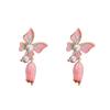 Oil Drop Butterfly Earrings Flower Pendant Sweet Stud Earrings Vintage Earrings Women  Party