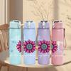 1PC God Flower Circle Pastel 750ml Color Plastic Sports Water Bottle Leakproof Flip Straw Lid Suitable for Sports Office Home Use