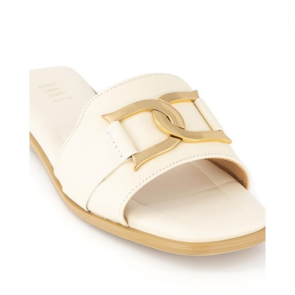 Daks Women S 2cm Dia Decoration Slip Mule Sandal Dld209 Ivory Gold