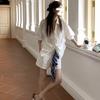 Concave-shaped White Shirt Women's Autumn New Casual Versatile White Casual Lapel Bubble Sleeve Waist Shirt
