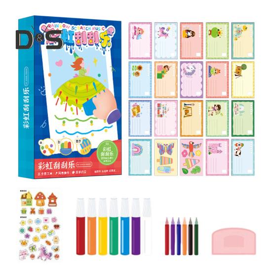 

1 комплект Squeegee Art Kids Paint Kit DIY Rainbow Scratch Painting Crafts Kit Детская развивающая игрушка для рисования Scratch Art Подарок для малышей Мальчиков и Девочек 1 Set