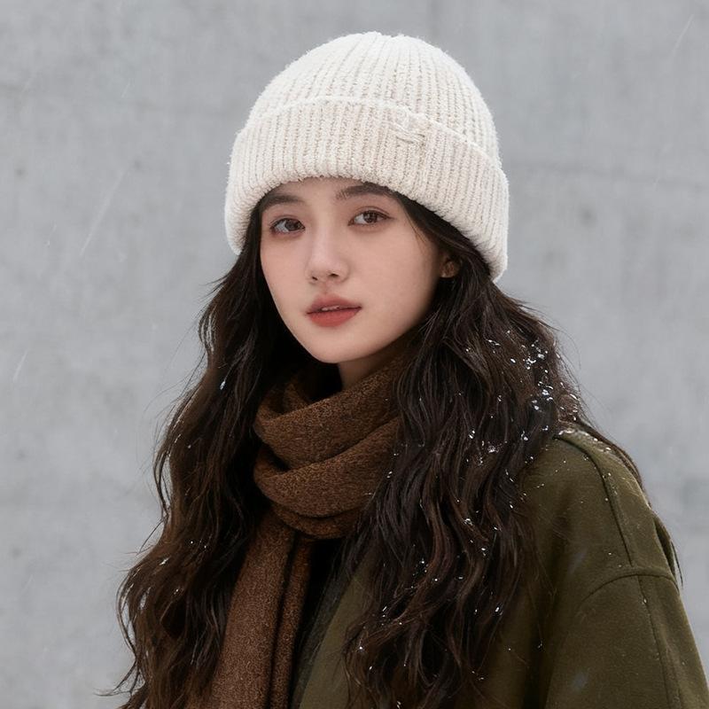 New Style Ripped Knitted Hat for Women Winter Retro  Versatile Face Showing Small Woolen Hat Large Head Circumference  Warm Pullover Cold Hat for Men