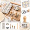 Manual Pasta Maker Set with Rolling Pin Ravioli Mold Dumpling Press Dough Cutter and Stamps for Homemade Italian and Asian Style Dumplings