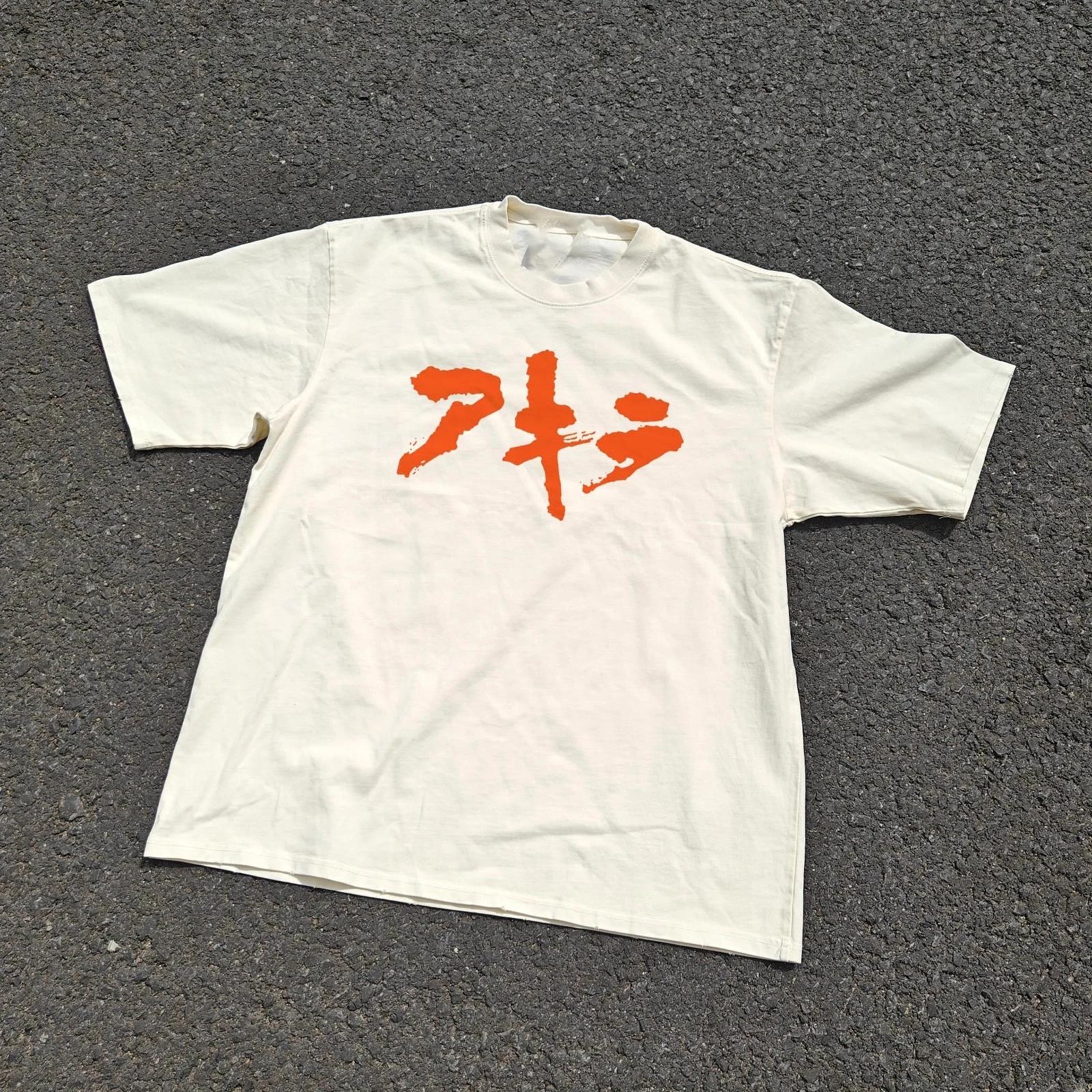 

T-Shirt AKIRA Anime Graphic Distressed White Heavy Cotton NT090 FREE SHIPPING S