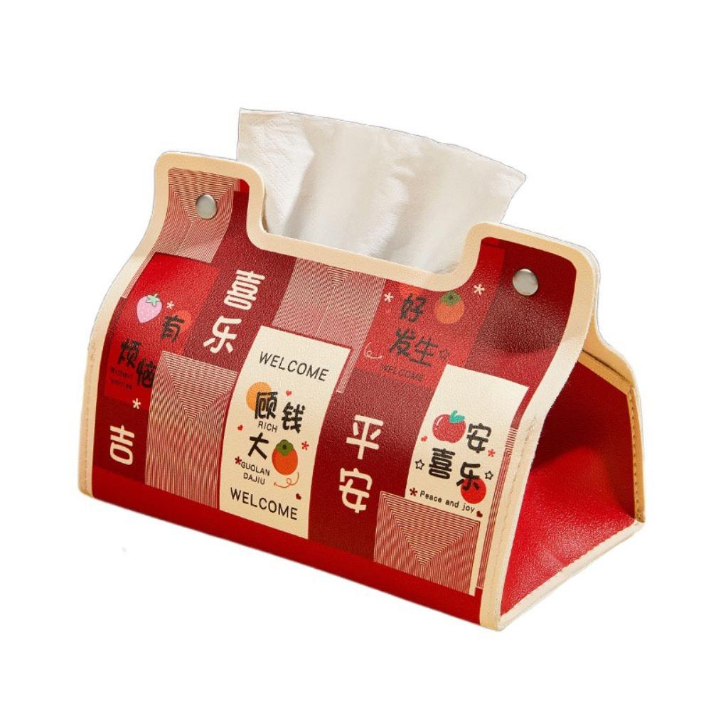 

Cartoon 2025 PU Napkin Box Waterproof Tissue Paper Holder Paper Container Holiday Festival Decor Style 8