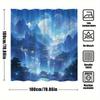 1Pc Mystical Mountain Bath Curtain - Nighttime East Asian Village With Blue Glow Waterfalls, Snow-Capped Peaks & Full Moon Fanta