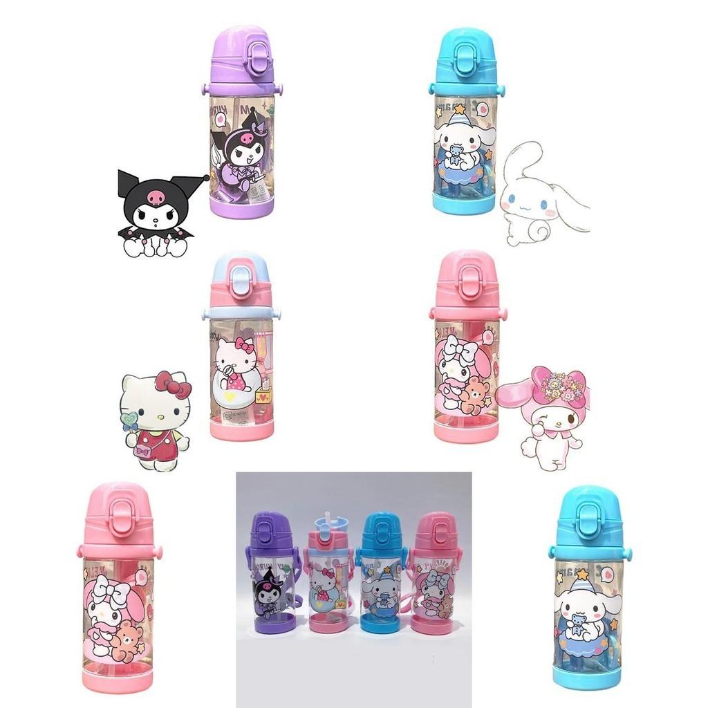 Creative Sanrio 450ml Kids Water Bottle With Straw Hello Kitty Cinnamoroll Kuromi And Melody Styles