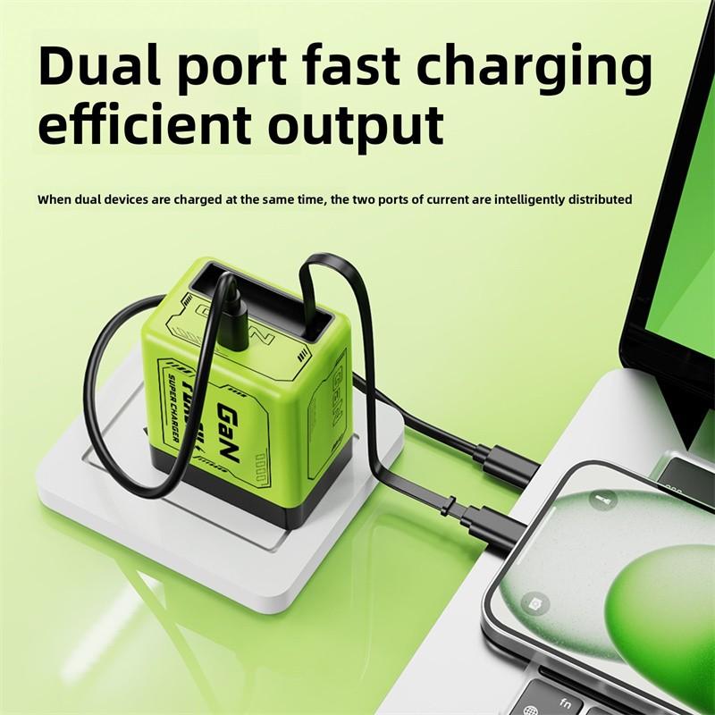 2-in-1 GaN-Ladegerät Skalierbar 120W Max Schnelllademodul Mit Typ-C-USB-Anschlüssen Los