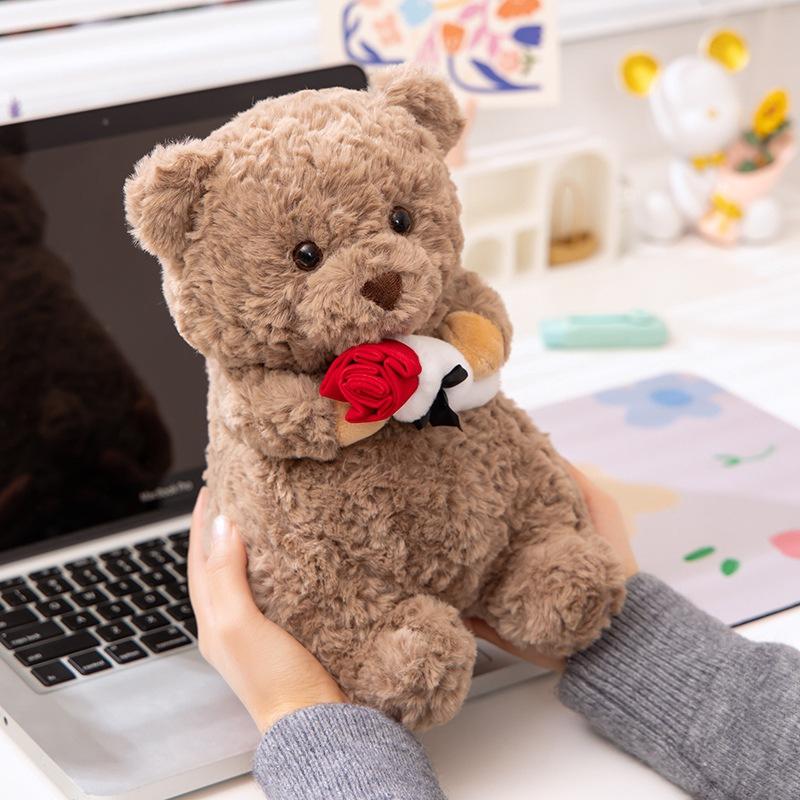 New Valentine's Day Rose Lazy Bear Doll Cute Teddy Bear Plush Toy Doll Girls Gift