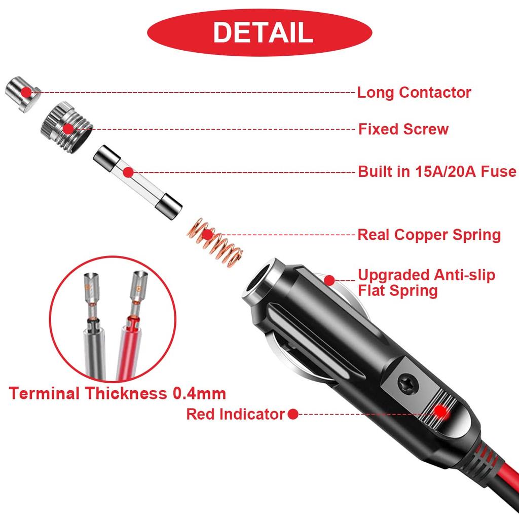 MKBKLLJY 3 Pcs Cigarette Lighter Male Plug Replacement Cigarette Lighter Male Plug with