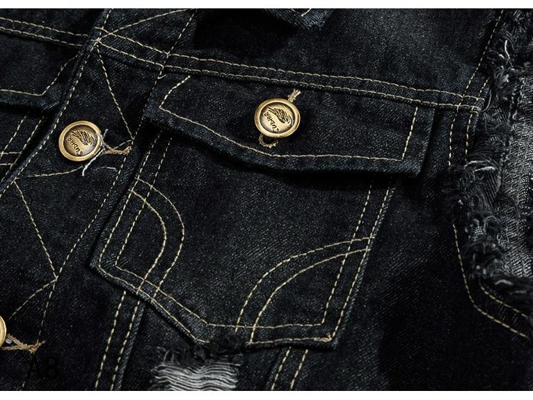 Men's Korean Style Black Slim Fit Denim Motorcycle Vest - Plus Size, Sleeveless, Trendy Youth Jacket