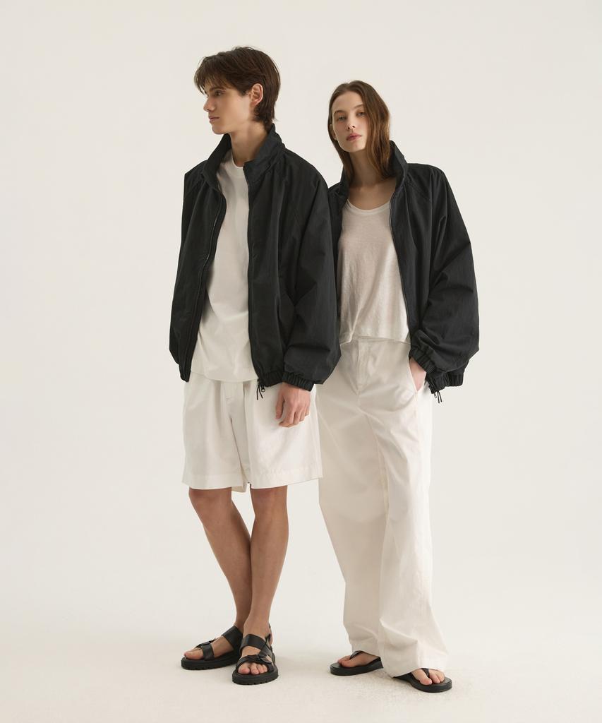 Oatmeal Cafe [Unisex] Cn Washed Windbreaker Jumper - Black
