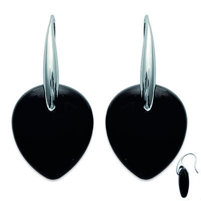 [G6334] - Silver Earrings 'Ruth' Black Silver - 35x18 Mm