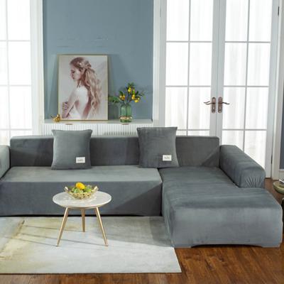 Thick Plush Solid Color Sofa Cushion Cover Elastic Slip Proof Sofa Cover Full Wrap Recliner Combination Set